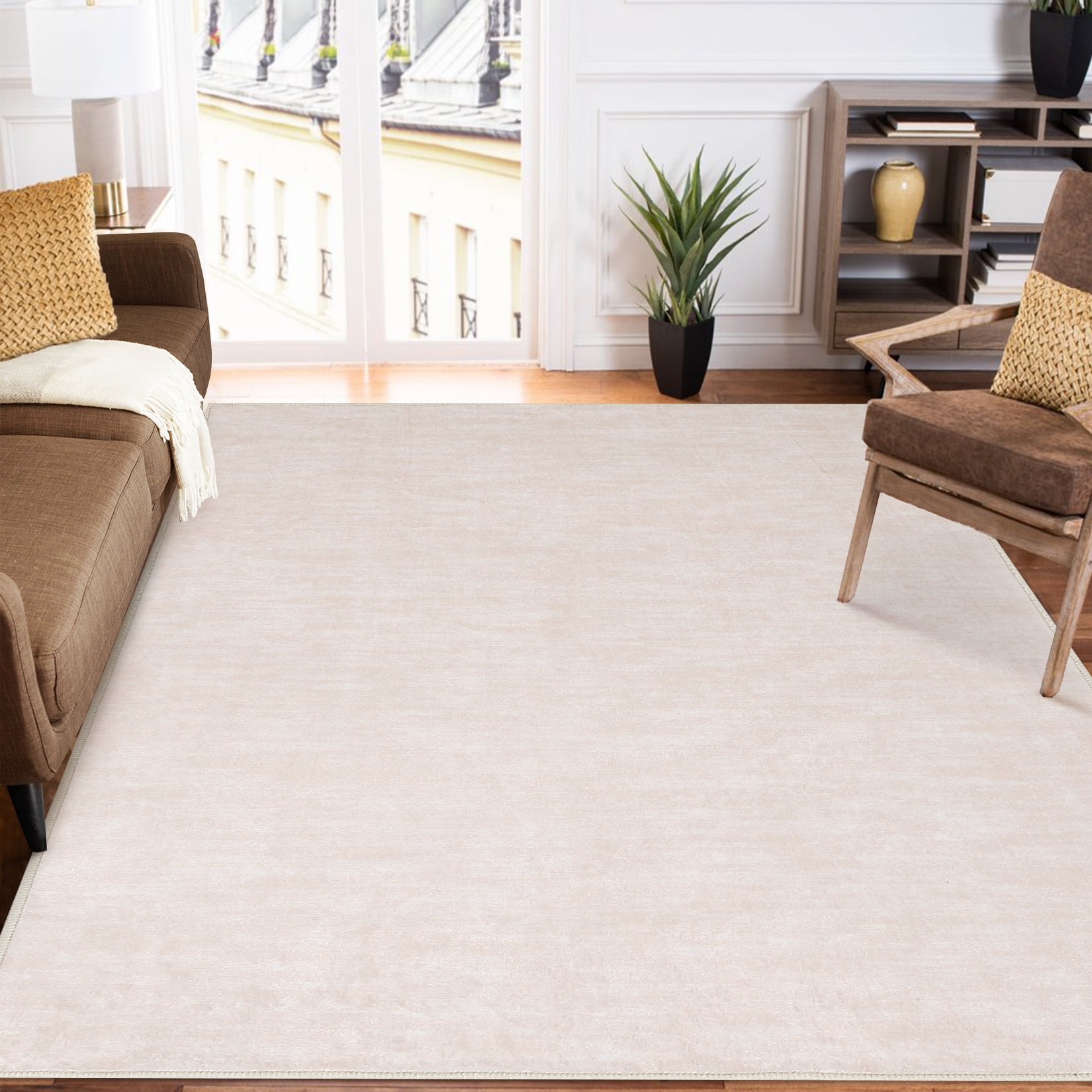 BESTSWEETIE 8x10 Area Rug – Machine Washable, Non-Slip, Low Pile, Western/Aztec Pattern In Yellow/Brown & Cream
