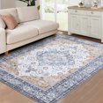 thumbnail image 1 of CAROMIO Vintage Area Rug Machine Washable Oriental Distressed Carpet Rug Floral Medallion Stain Resistant Accent Rug Coffee Table Rug Bedroom Decor, 4' x 6' Yellow, 1 of 7