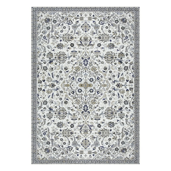 CAROMIO Vintage Medallion Area Rug 4 x 6 Washable Rug Non-Slip Foldable Throw Carpet Oriental Floral Print Ultra Soft Lightweight Mat, Gray