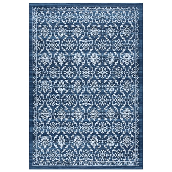 CAROMIO Vintage Rugs Oriental Floral Distressed Accent Rug Machine Washable Rug Non-Slip Rug Boho Living Room Rug, 9' x 12' Blue