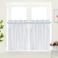thumbnail image 1 of CAROMIO Waffle Woven Textured Short Cafe Curtains Light Filtering for Kitchen, White, Two Panels,30"W x 36"L, 1 of 7