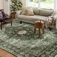 thumbnail image 1 of CAROMIO Washable 5' x 7' Area Rug for Living Room Boho Vintage Floral Indoor Carpet Non Slip, Green, 1 of 6