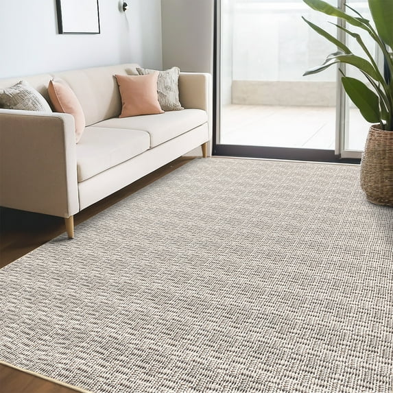 CAROMIO Washable Area Rug Non Slip 5' x 7' Rug for Living Room Solid Printed Textured Rug Indoor Carpet for Bedroom Dining Room, Beige Gray