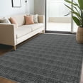 thumbnail image 1 of CAROMIO Washable Area Rug Non Slip 5' x 7' Rug for Living Room Solid Printed Textured Rug Indoor Carpet for Bedroom Dining Room, Black, 1 of 5