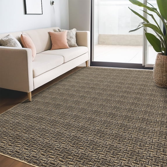 CAROMIO Washable Area Rug Non Slip 8' x 10' Rug for Living Room Solid Printed Textured Rug Indoor Carpet for Bedroom Dining Room, Brown
