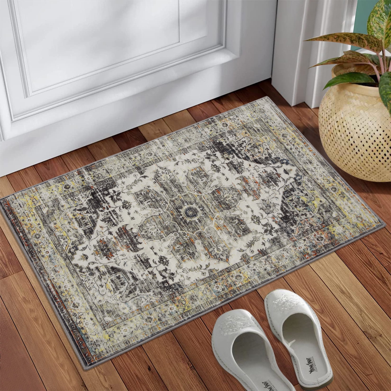 CAROMIO Washable Area Rug Vintage Distressed Area Rugs Carpet Stain ...