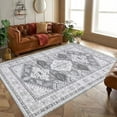 thumbnail image 1 of CAROMIO Washable Area Rugs for Bedroom Non Slip Large Area Rugs for Living Room Oriental Boho Rug Distressed Chenille Carpet Stain Resistant Throw Rugs, 4' x 6' Gray, 1 of 7