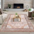 thumbnail image 1 of CAROMIO Washable Floral Rug Traditional Tribal Rug Non-Slip Low Pile Rug for Living Room Bedroom, 5' x 7' Orange, 1 of 6