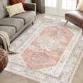 thumbnail image 1 of CAROMIO Washable Living Room Rug Ultra Soft Rug Machine Washable Accent Rug Stain Resistant Ultra Thin Distressed Mats for Bedroom Living Room, 5' x 7' Orange, 1 of 7