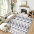 thumbnail image 1 of CAROMIO Washable Rug Modern Stripeded Area Rugs Non Slip Carpet Rug Contemporary Geometric Striped Accent Rug, 6' x 9' Camel Blue, 1 of 7