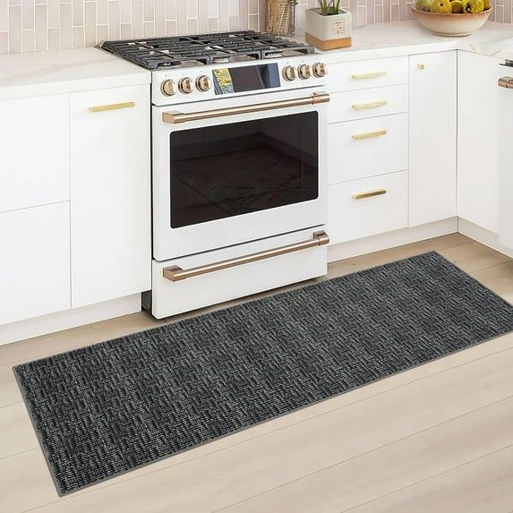 CAROMIO Washable Rug Non Slip 2' x 6' Runner for Living Room Solid Printed Textured Rug Indoor Carpet for Bedroom Dining Room, Black