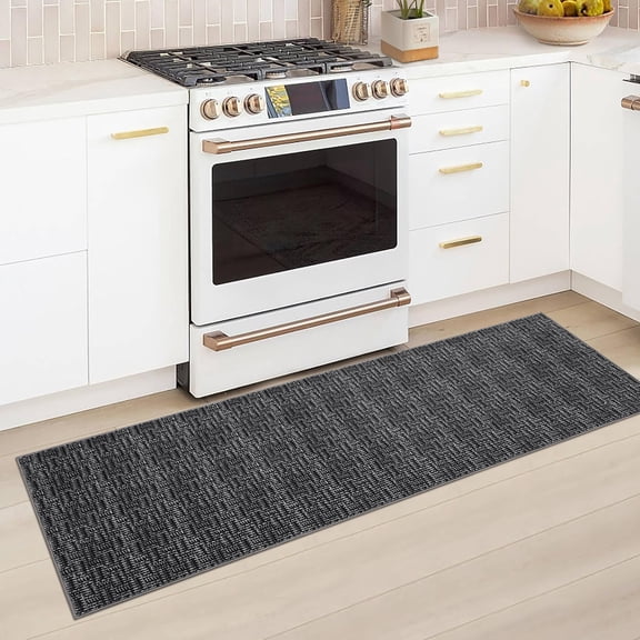 CAROMIO Washable Rug Non Slip 2' x 6' Runner for Living Room Solid Printed Textured Rug Indoor Carpet for Bedroom Dining Room, Black