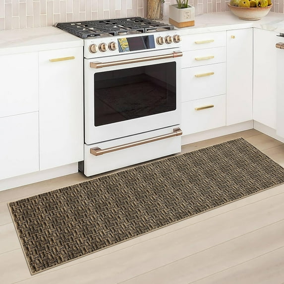 CAROMIO Washable Rug Non Slip 2' x 6' Runner for Living Room Solid Printed Textured Rug Indoor Carpet for Bedroom Dining Room, Brown