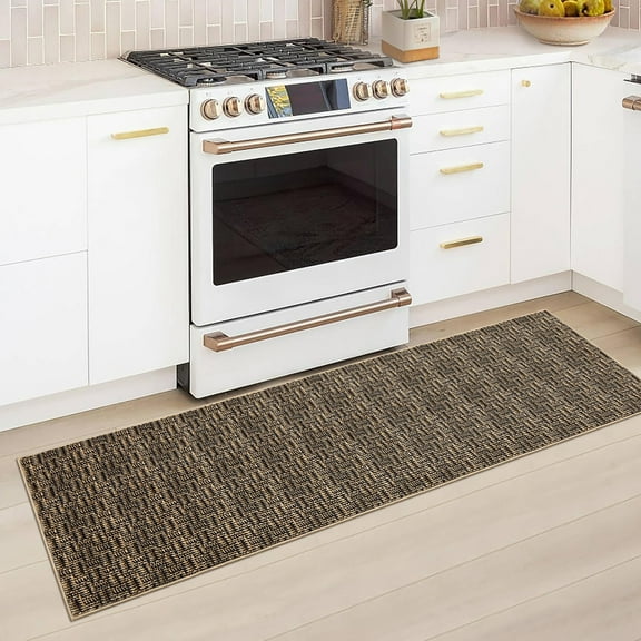 CAROMIO Washable Rug Non Slip 2' x 6' Runner for Living Room Solid Printed Textured Rug Indoor Carpet for Bedroom Dining Room, Brown