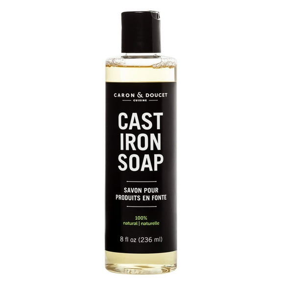 CARON & DOUCET - Cast Iron Cleaning Soap | 100% Plant-Based Soap | Best for Cleaning, Restoring, Removing Rust and Care Before Seasoning | For Skillets, Pans & Cast Iron Cookware (8 oz)