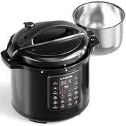 CARORI 1200W 12-in-1 Electric Pressure Cooker 8Qt Stainless Steel Pressure Cooker, Slow Cook Rice Cooker Steamer Saut , Yogurt Maker, Warmer & Sterilizer with Recipe, Safer Venting Design, Black