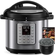 CARORI 1200W 12-in-1 Electric Pressure Cooker 8Qt, Stainless Steel Pressure Cooker, Slow Cook Rice Cooker Steamer Saut , Yogurt Maker, Warmer & Sterilizer with Recipe, Safer Venting Design, Silver