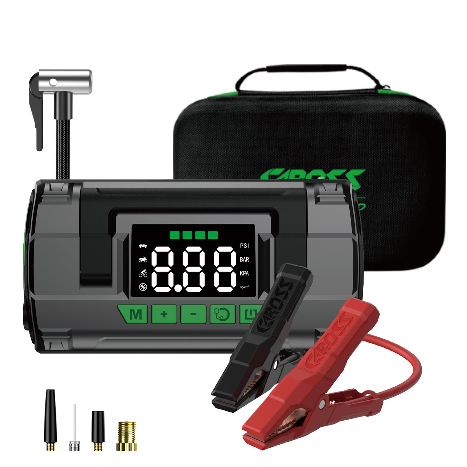 CAROSS T14 Max Portable Car Jump Starter with 150-PSI Air Compressor and USB Power Bank with 2,000-Amp Peak, Heavy-Duty Clamps, and QC Fast Charger