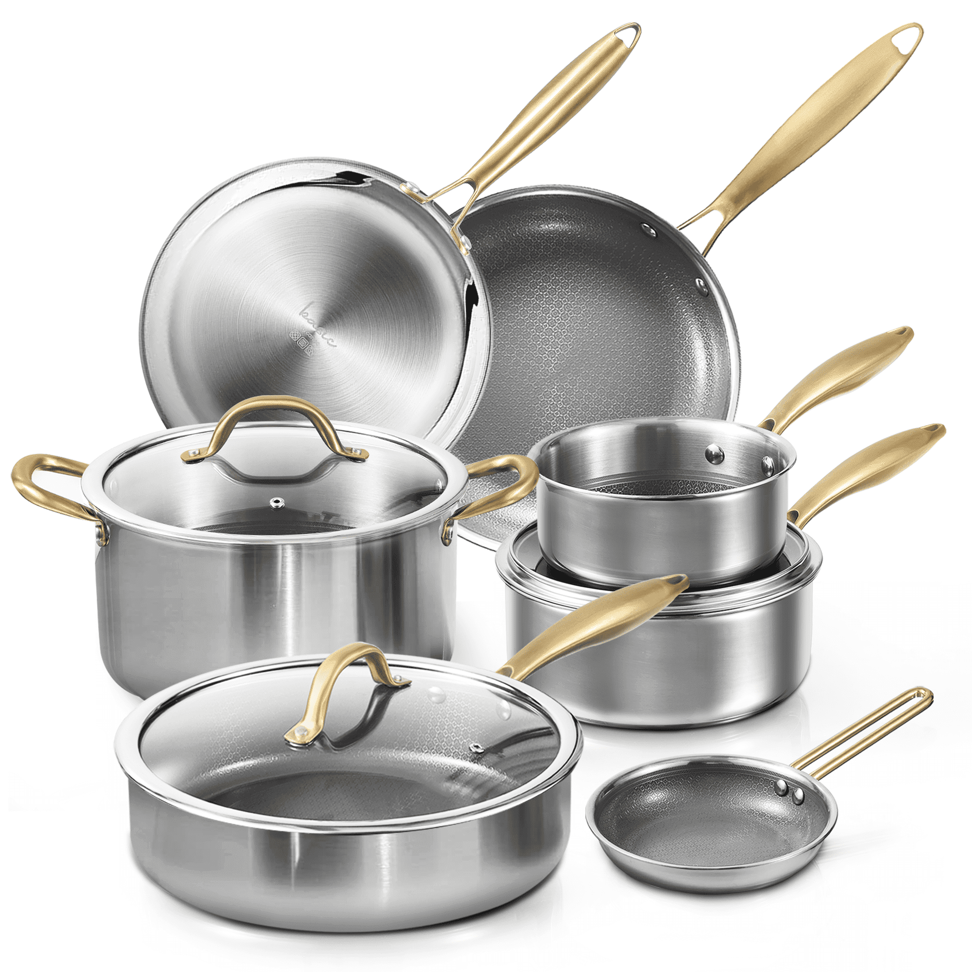 Carote 10-Piece Ceramic Tri-Ply Stainless Steel Cookware Set, Induction ...
