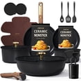 thumbnail image 1 of CAROTE 21-Piece Ceramic Cookware Set , Nonstick Pots and Pans Set with Detachable Handle and Lids, Induction Compatible, Black, 1 of 7