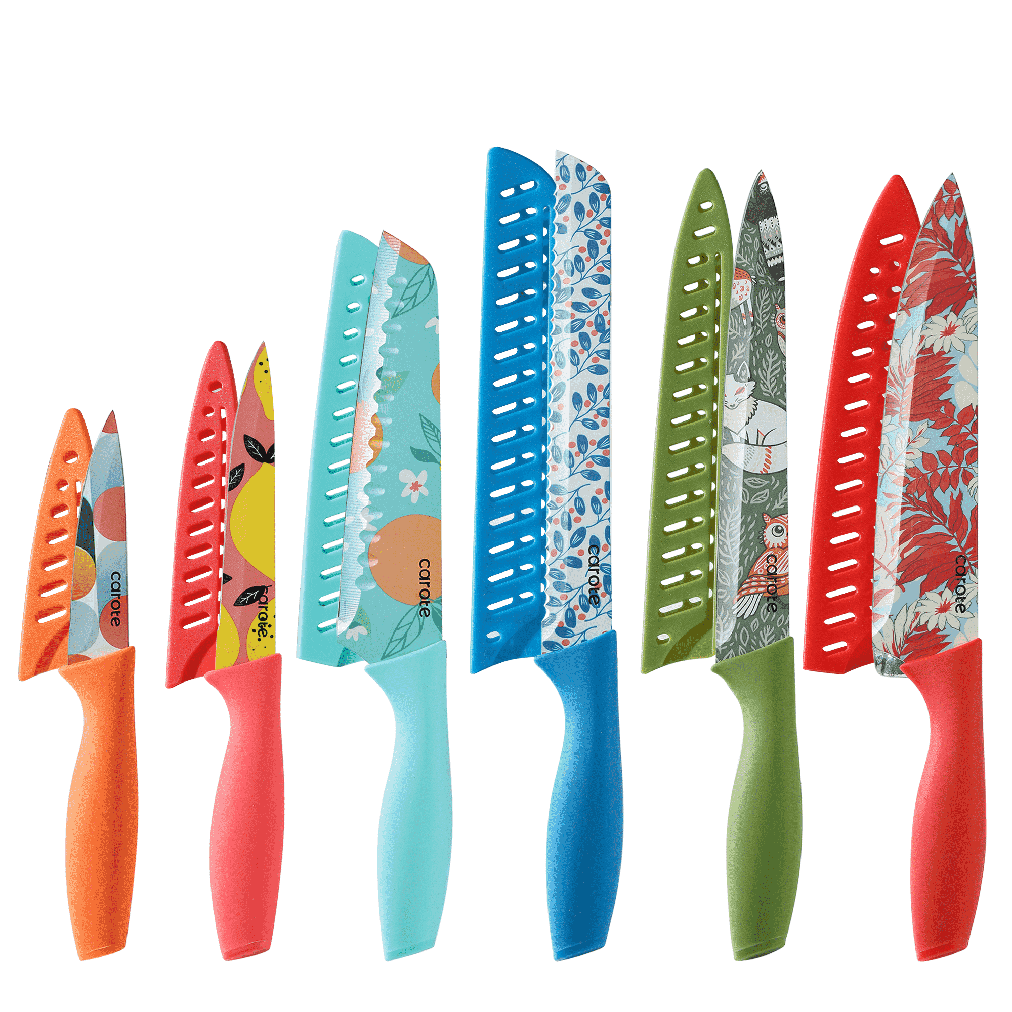 Carote 12 Pcs Kitchen Knife Set Stainless Steel Knife Set with Creamic Coating Taupe