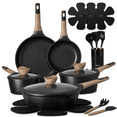 thumbnail image 1 of Carote 18-Piece Nonstick Pots and Pans, Granite Cookware Set with Kitchen Utensils, Black, 1 of 7