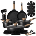 thumbnail image 1 of Carote 18-Piece Nonstick Pots and Pans, Granite Cookware Set with Kitchen Utensils, Black, 1 of 7