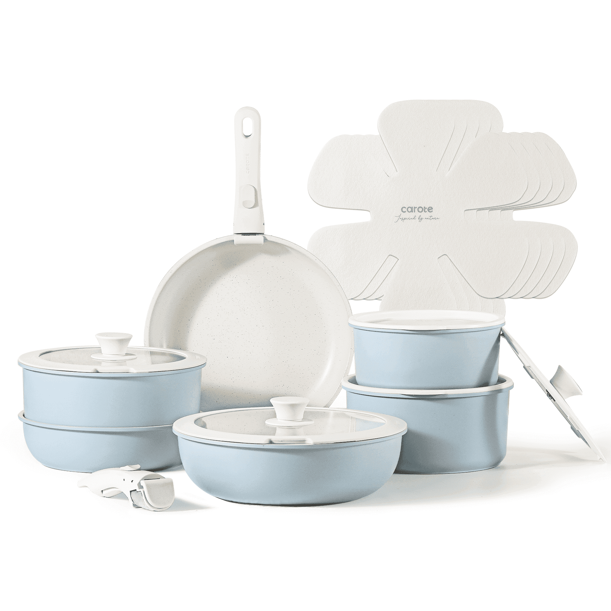 Carote Nonstick Cookware Sets, 18 Pcs Pots and Pans with Removable Handle, Induction Cookware, Blue - Walmart.com