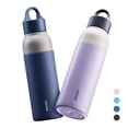 thumbnail image 1 of CAROTE 2-Pack Insulated Water Bottles with One-Click Lids, Stainless Steel Interiors, Built-In Infusers and Carry Loops for Gym, Travel and Daily Use, Blue and Purple, 1 of 9