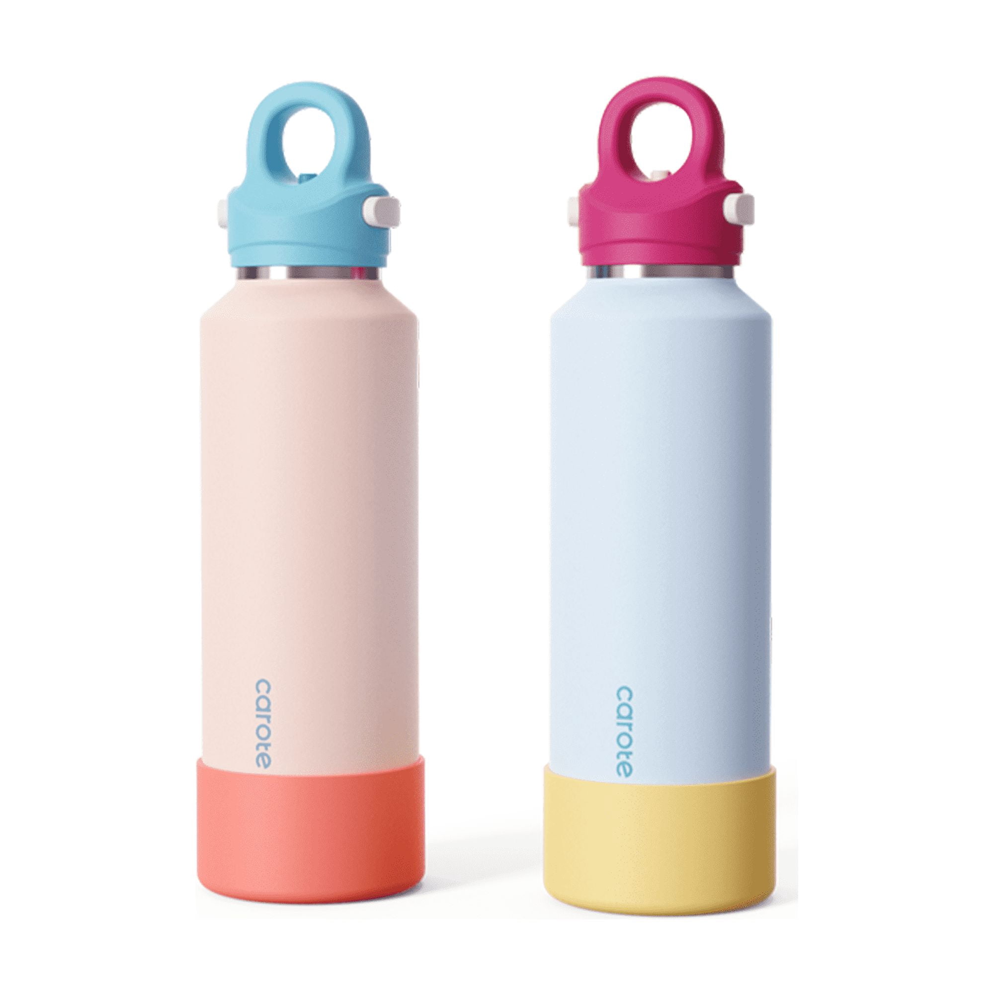Carote Insulated Stainless Steel Water Bottle with Flip Lid, Leakproof Double Wall Vacuum Travel Tumbler, Reusable Cup for Hot & Cold Drinks, Orange, 20oz, 2 Pack
