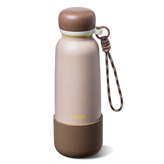Carote18oz Insulated Stainless Steel Water Bottle with Straw Lid, Leakproof Double Wall Vacuum Tumbler, Reusable Travel Cup for Hot & Cold Drinks, Brown