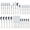 thumbnail image 1 of CAROTE 30Piece Stainless Steel Flatware Set with White Plastic Handles, Triple-Riveted & Full Tang, 1 of 9