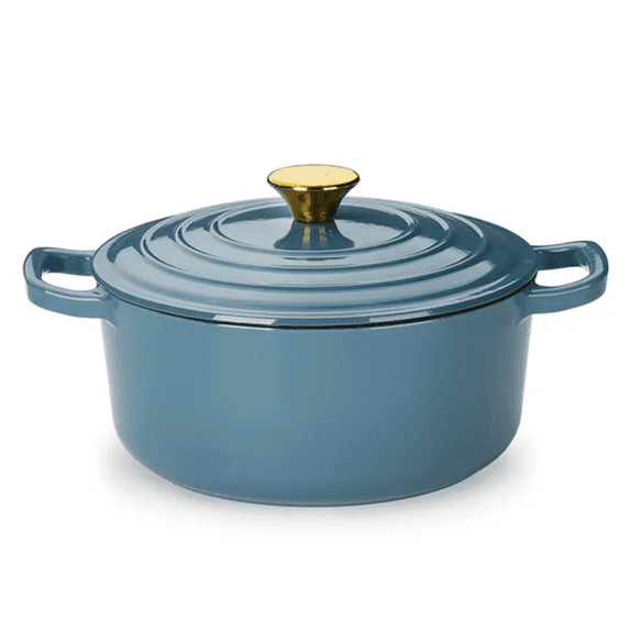CAROTE 4.5QT Enamel Cast Iron Dutch Oven,9.5"Round Soup Pot with Lid, Induction Compatible,Blue