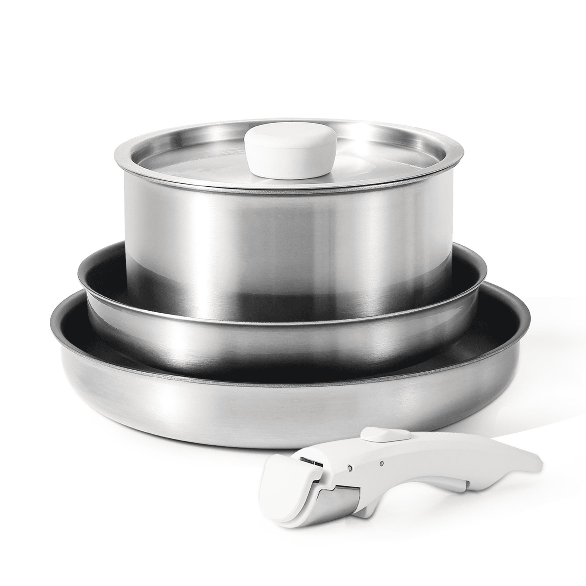 CAROTE 5pcs Induction Cookware Set, Stainless Steel Pots and Pans with Detachable Handle, Oven