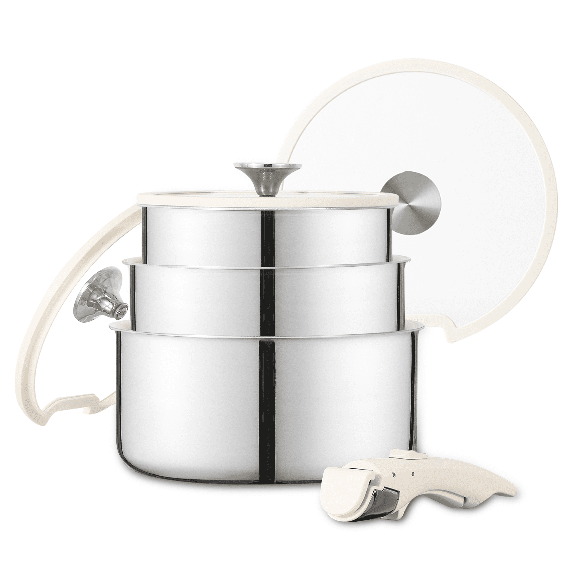 CAROTE 7pc Nonstick Stainless Steel Cookware Set, Induction & OvenSafe