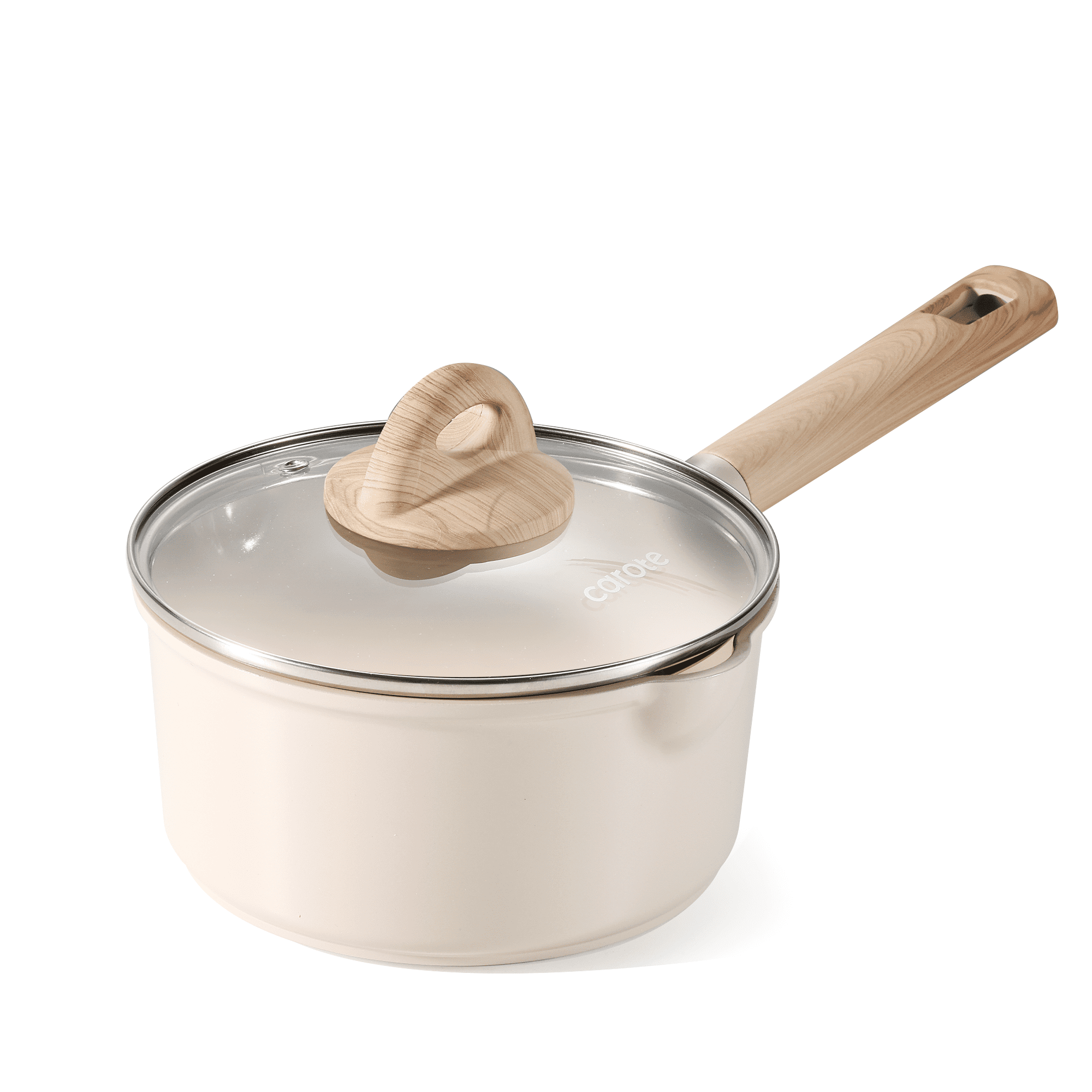 Taupe 2.0QT Nonstick Stainless Steel Ceramic Saucepan