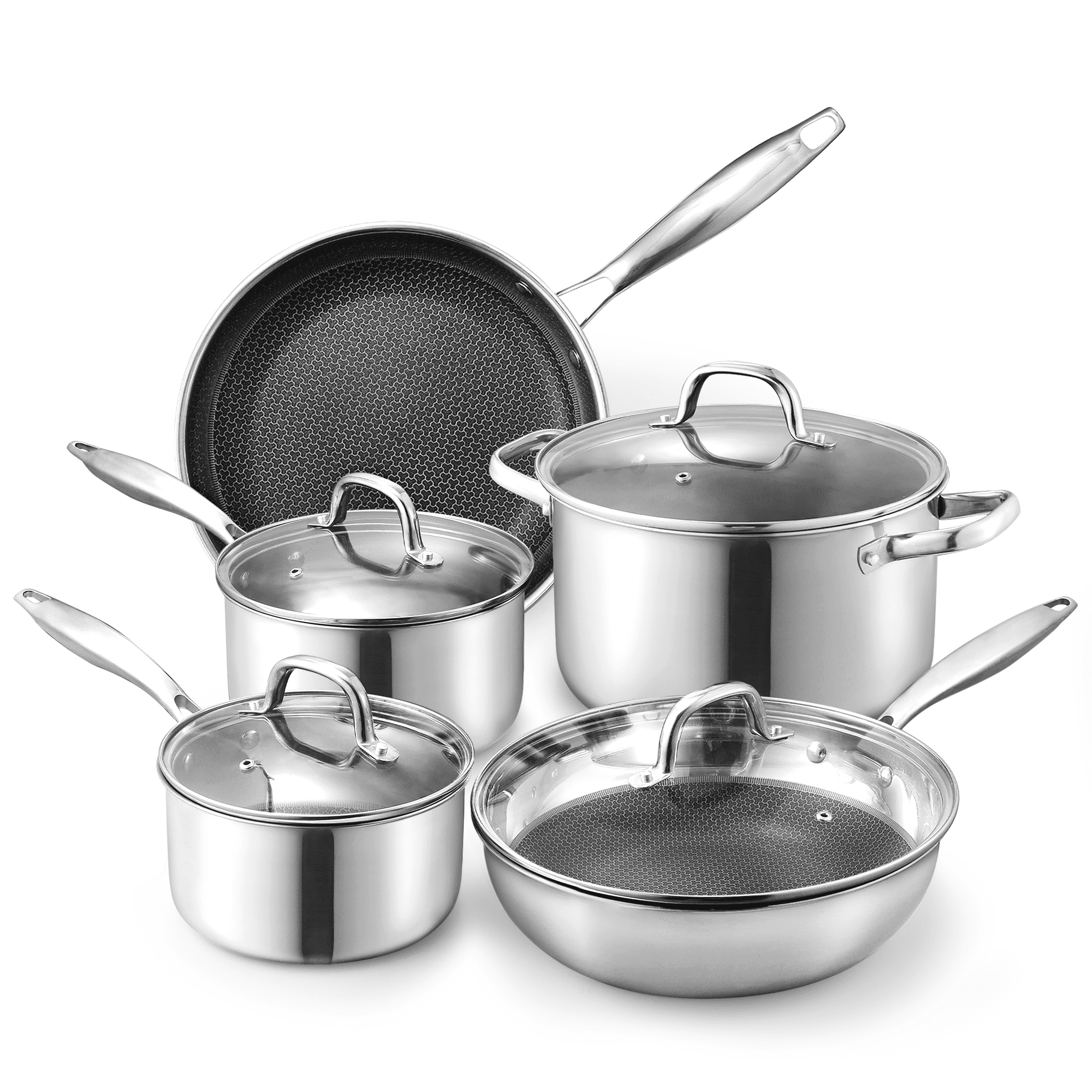 CAROTE 9 PCS TriPly Stainless Steel Nonstick Cookware Set for