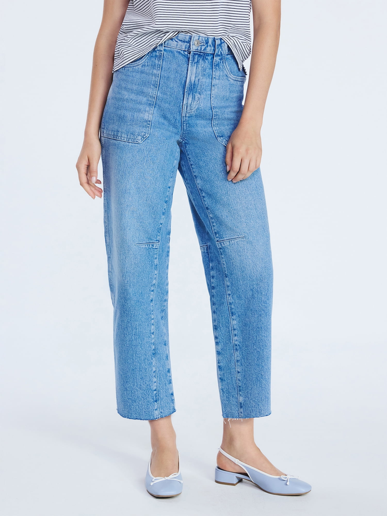Free Assembly Women's Cropped Carpenter Barrel Jeans, 27