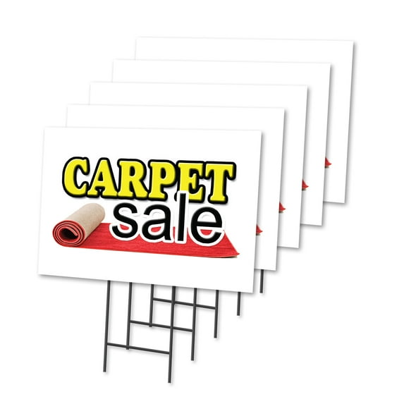 CARPET SALE 5 Pack Of 12" x 16" Yard Sign & Stake | Advertise Your Business | Stake Included Image On Both Sides | Made in The USA