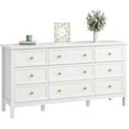 thumbnail image 1 of CARPETNAL 9 Drawer White Dresser for Bedroom with Deep Drawers, Large Dressers & Chest of Drawers With Gold Handle, Modern Long Dressers for Closet Bedroom, Living (59.25" W x 15.75" D x 30.9" H), 1 of 14