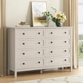 thumbnail image 1 of CARPETNAL Beige Dresser for Bedroom, 55" Wide 8 Drawer Dresser with Metal Handles and Deep Drawers, Modern Large Wood Chest of Drawers for Living Room, Hallway., 1 of 14