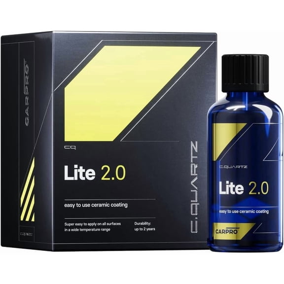 CARPRO CQUARTZ Lite - Sio2 (ceramic), Tio2 (titanium) Hybrid Car Ceramic Coating or Topcoat, Apply to Any Surface, Wipe On and Wipe Off - 100ml Kit