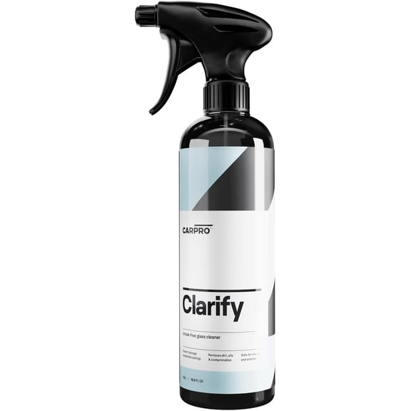 CARPRO Clarify Streak Free Car Window Cleaner Removes Oils, Fingerprints & Dirt - Safe to Use on Ceramic Coatings, Interior and Exterior Glass - 500mL (17oz)
