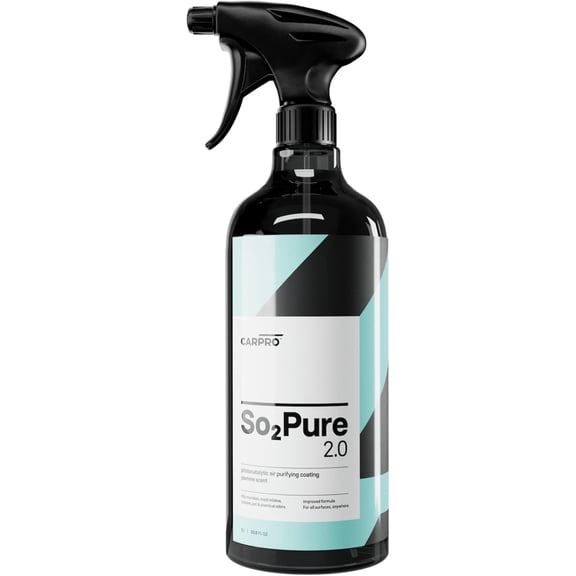CARPRO SO2Pure 2.0 Odor Eliminator - Neutralize Odors, Cigarette Smoke, Exhaust, Chemical Smell or VOCs, Even Pet Smells from Car Fabric & Plastic, Use on Any Surface, Anywhere - Liter (34oz)