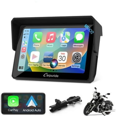 Carpuride CarPlay & Android Auto for Motorcycle, Music Sharing，IP67 Waterproof Gps Ips HD Screen,Light Sensor Car Accessories（502）
