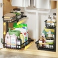 thumbnail image 1 of CARQSENG Under Sink Organizer 16" Deep Pull Out, 2 Tier Height-Adjustable (13.8-17in) Under Sink Organizers and Storage, Metal Under Sink Drawers Slide Out for Kitchen Bathroom C98, 1 of 3