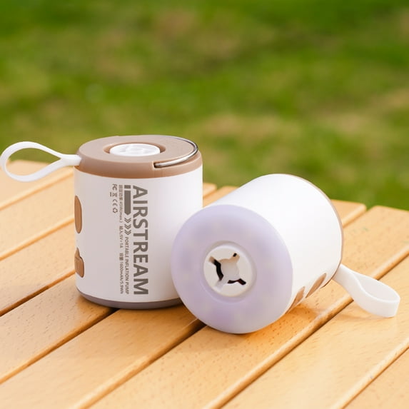CARRFA 2-in-1 Air Pump with Camping Lantern, Portable Rechargeable Electric Inflator Deflator for Pool Floats, Air Mattress, Swim Rings, Camping Gear, Travel & Vacuum Storage Bags (Khaki)