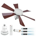 thumbnail image 1 of CARRFA 20.5" Ceiling Fans with Lights and Remote Control, Modern Ceiling Fan Light with 6 Square Reversible Blades, 3 Colors Dimmable+Ring Lights, for Kitchen Bedroom Dining Room, Brown, 1 of 10