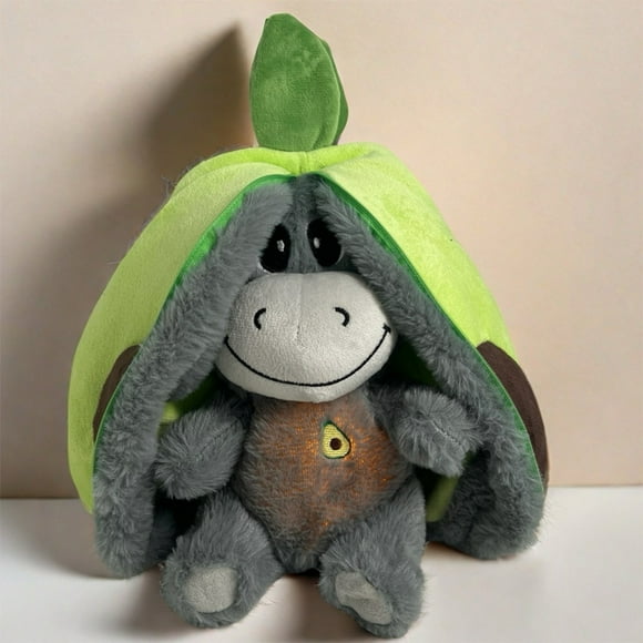 CARRFA 2025 Realistic Green Avocado Donkey Early Education Doll, Breathing Action and Lighted Music for Children and Pet Lovers