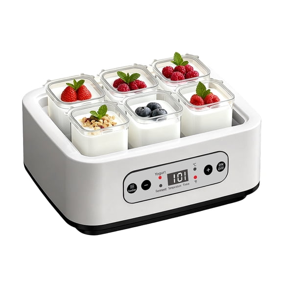CARRFA Digital Yogurt Maker with 6 Glass Cups, Curd Yoghurt Maker, Intelligent Temperature Control, Resistance & Easy Cleaning